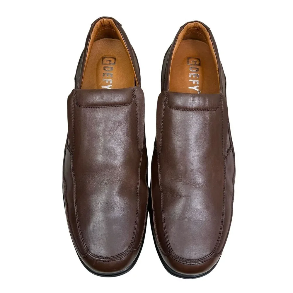 Gravity Defyer Mens Loafers Marseille II Brown Leather Cushioned Footbed Sz‎ 15